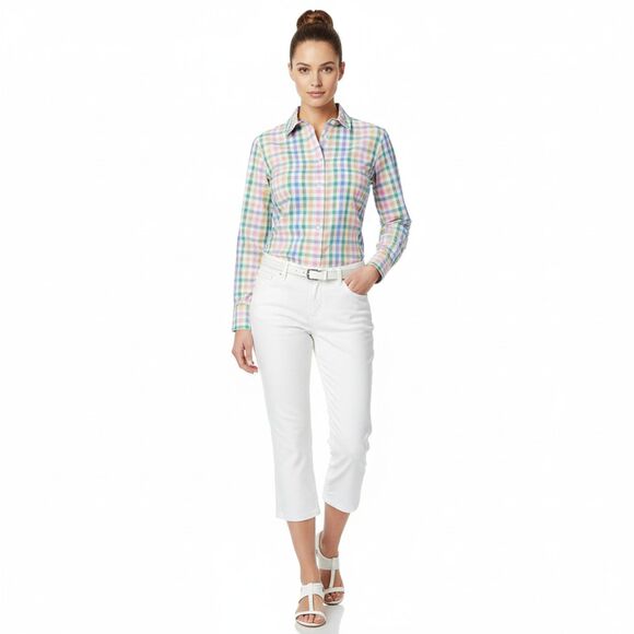 J Crew White Plaid Gingham Cotton Long Sleeve Button Down Shirt Top NEW S - Picture 7 of 8